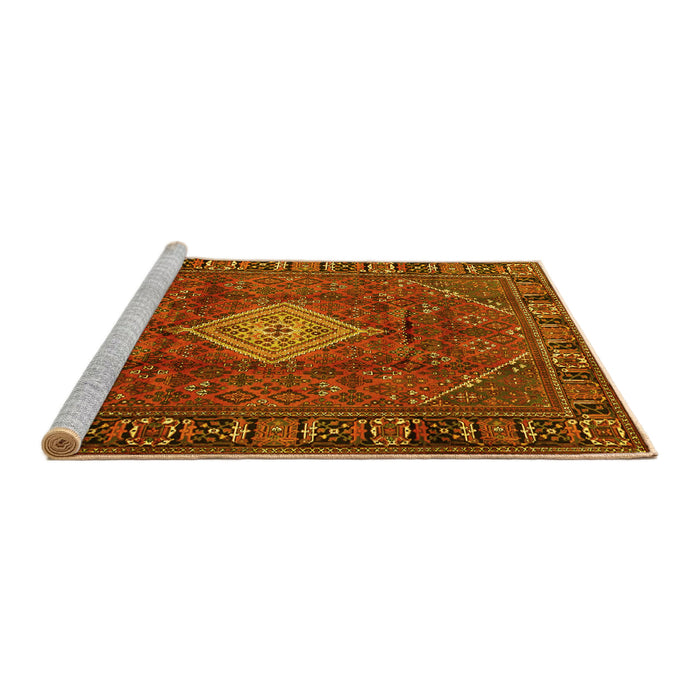 Sideview of Machine Washable Persian Yellow Traditional Rug, wshtr1208yw