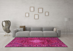 Machine Washable Persian Pink Traditional Rug in a Living Room, wshtr1208pnk