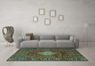 Machine Washable Persian Turquoise Traditional Area Rugs in a Living Room,, wshtr1208turq