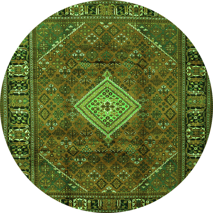 Square Persian Green Traditional Rug, tr1208grn