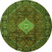 Square Persian Green Traditional Rug, tr1208grn