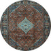 Round Persian Light Blue Traditional Rug, tr1208lblu