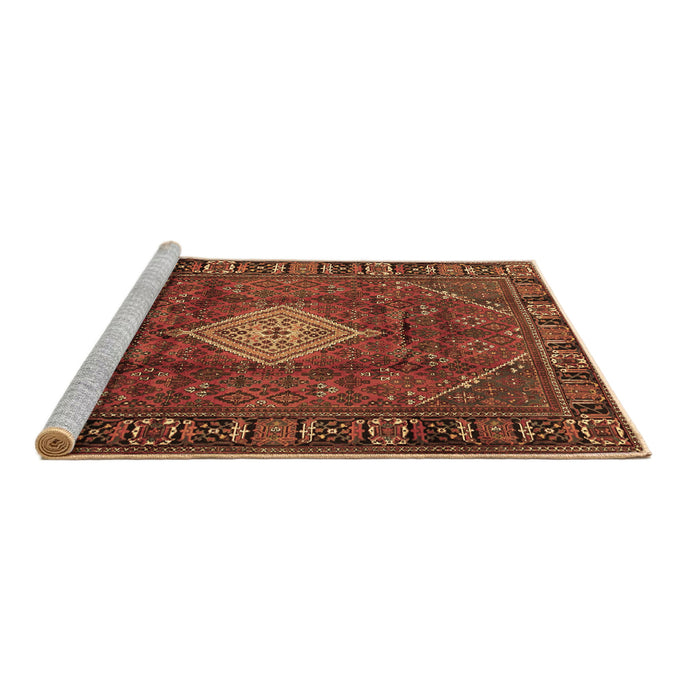 Sideview of Machine Washable Persian Brown Traditional Rug, wshtr1208brn