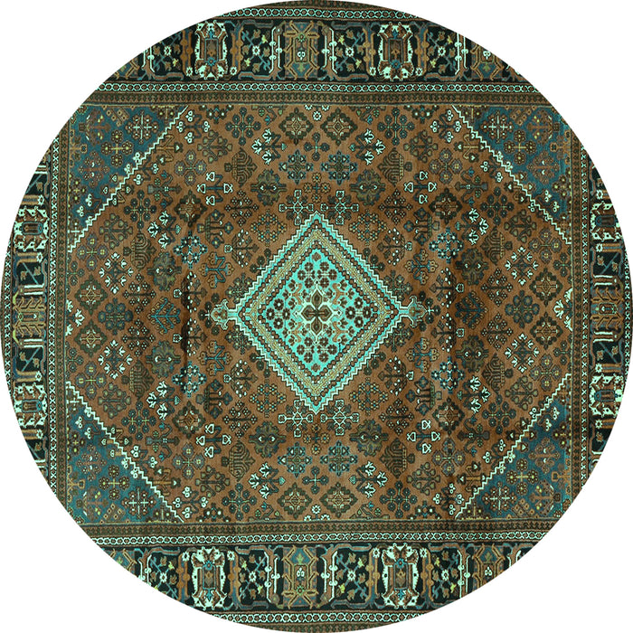 Round Machine Washable Persian Turquoise Traditional Area Rugs, wshtr1208turq