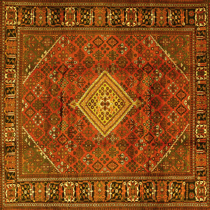 Square Machine Washable Persian Yellow Traditional Rug, wshtr1208yw