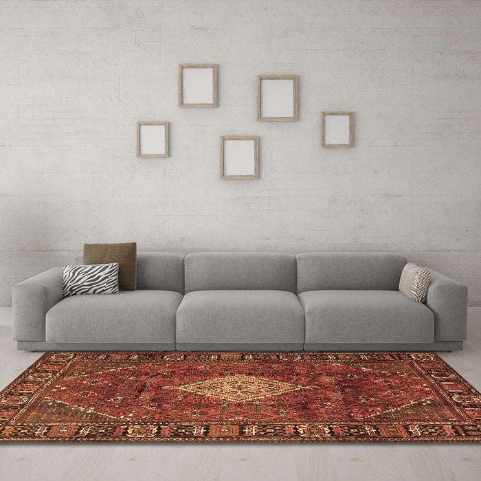 Machine Washable Persian Brown Traditional Rug in a Living Room,, wshtr1208brn
