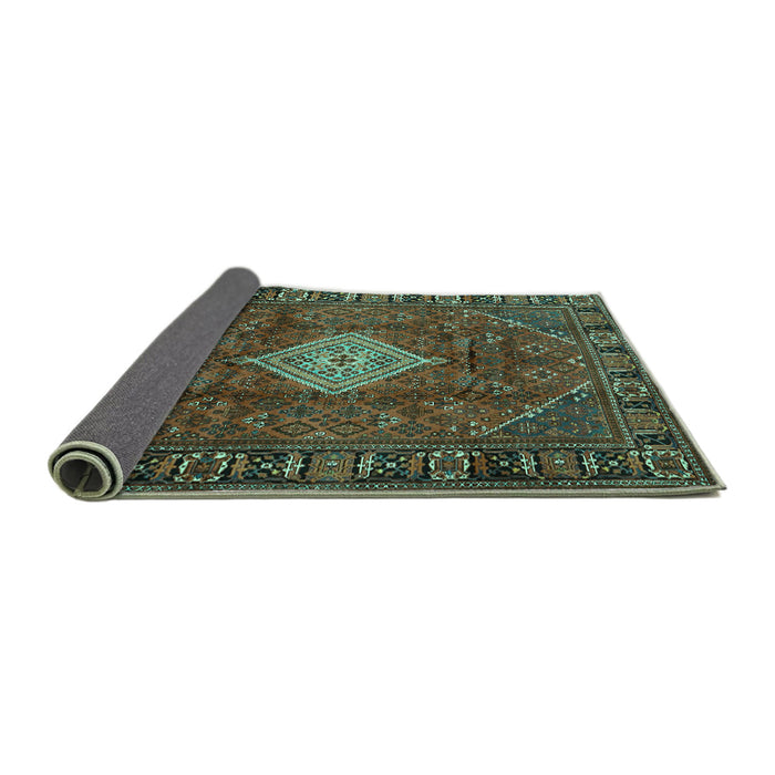 Sideview of Persian Turquoise Traditional Rug, tr1208turq