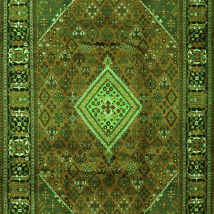 Serging Thickness of Machine Washable Persian Green Traditional Area Rugs, wshtr1208grn