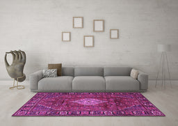 Machine Washable Persian Purple Traditional Area Rugs in a Living Room, wshtr1208pur