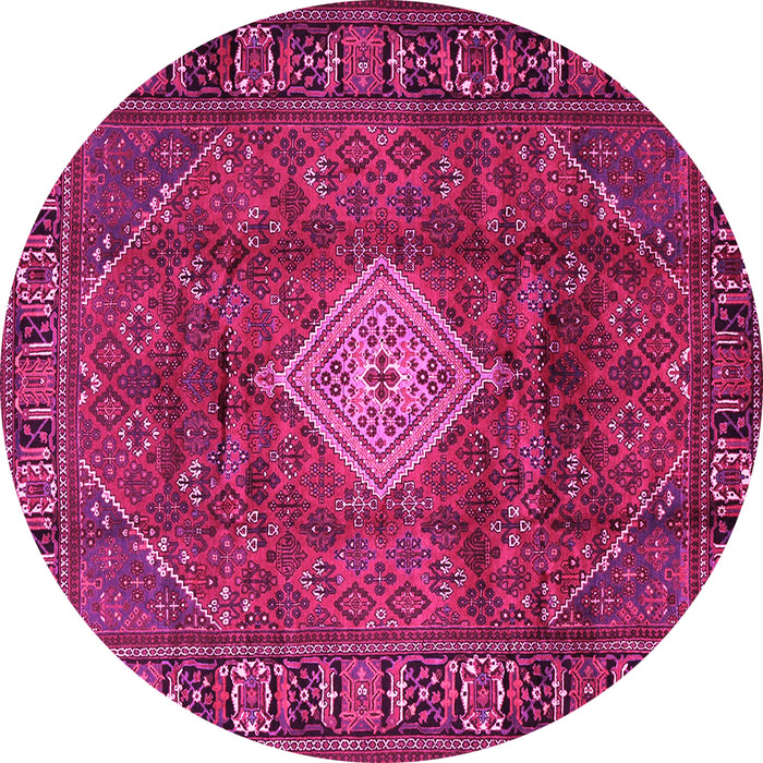 Round Machine Washable Persian Pink Traditional Rug, wshtr1208pnk