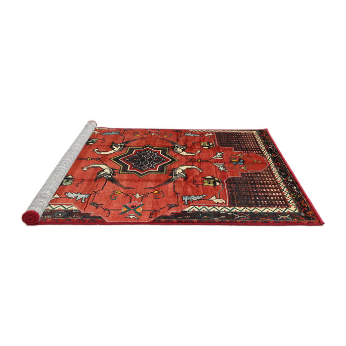 Sideview of Machine Washable Traditional Sienna Brown Rug, wshtr1209