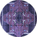 Round Persian Blue Traditional Rug, tr1209blu