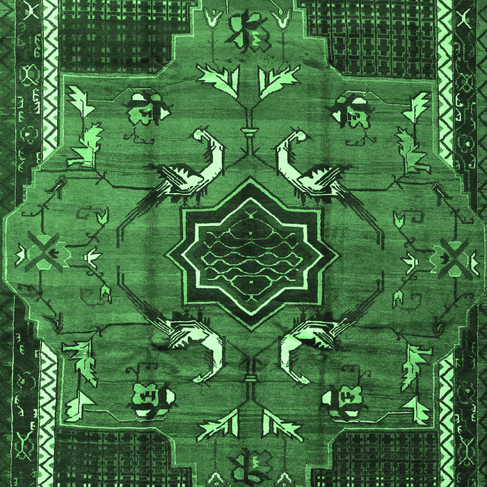 Machine Washable Persian Emerald Green Traditional Area Rugs, wshtr1209emgrn