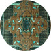 Round Persian Turquoise Traditional Rug, tr1209turq