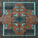 Square Machine Washable Persian Light Blue Traditional Rug, wshtr1209lblu