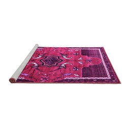 Sideview of Machine Washable Persian Pink Traditional Rug, wshtr1209pnk