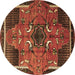 Round Persian Brown Traditional Rug, tr1209brn