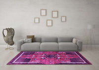 Machine Washable Persian Purple Traditional Rug, wshtr1209pur