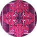 Round Persian Pink Traditional Rug, tr1209pnk