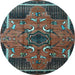 Round Persian Light Blue Traditional Rug, tr1209lblu