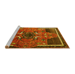 Sideview of Machine Washable Persian Yellow Traditional Rug, wshtr1209yw