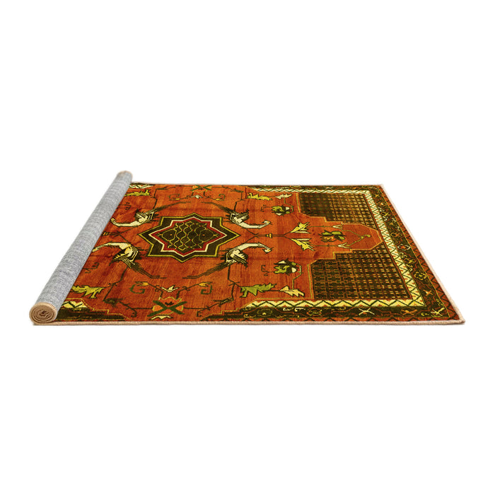 Sideview of Machine Washable Persian Yellow Traditional Rug, wshtr1209yw