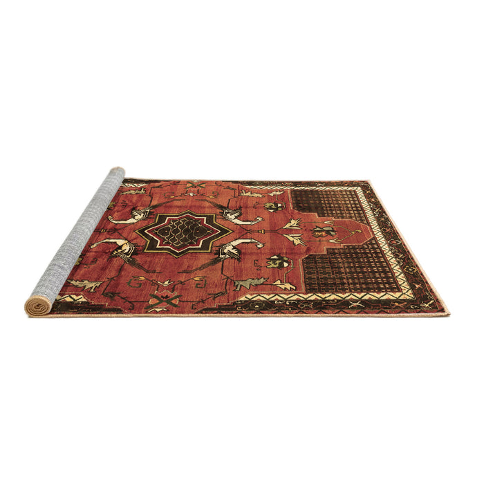 Sideview of Machine Washable Persian Brown Traditional Rug, wshtr1209brn
