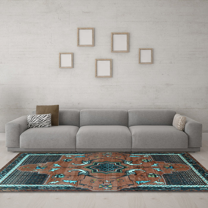 Machine Washable Persian Light Blue Traditional Rug in a Living Room, wshtr1209lblu