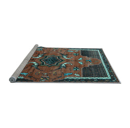 Sideview of Machine Washable Persian Light Blue Traditional Rug, wshtr1209lblu