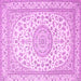 Square Machine Washable Medallion Pink Traditional Rug, wshtr120pnk