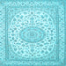 Square Medallion Light Blue Traditional Rug, tr120lblu