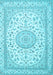 Machine Washable Medallion Light Blue Traditional Rug, wshtr120lblu