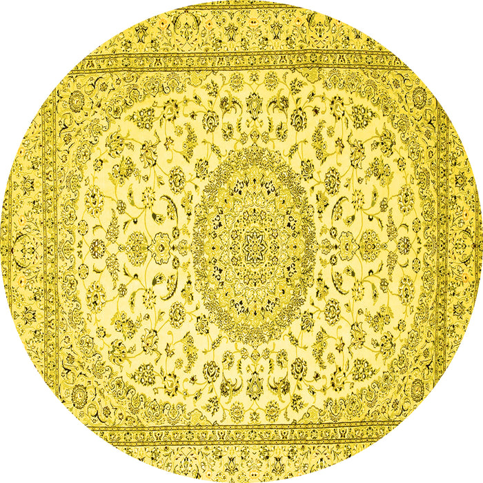Round Medallion Yellow Traditional Rug, tr120yw