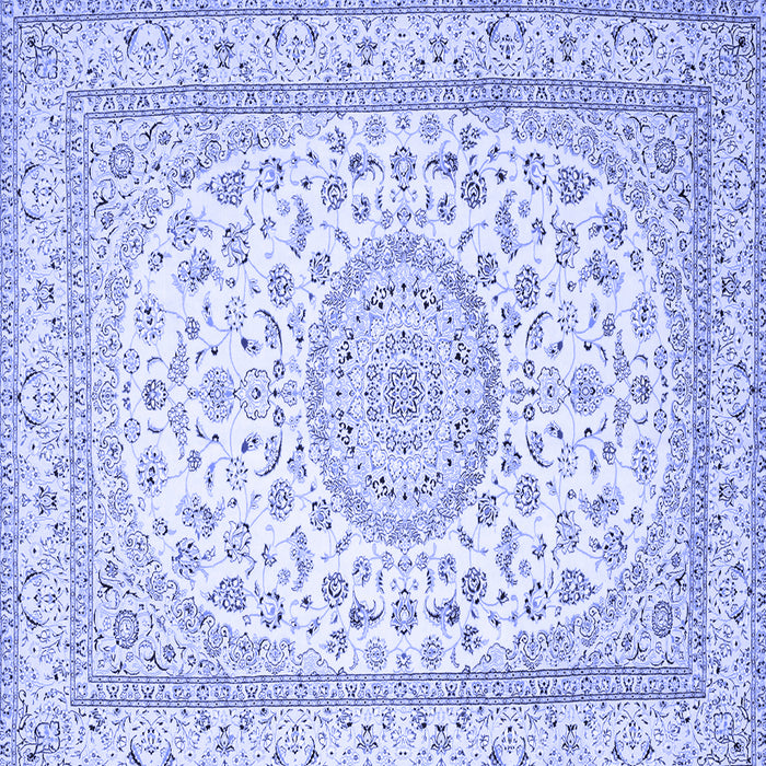Square Medallion Blue Traditional Rug, tr120blu
