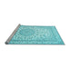 Sideview of Machine Washable Medallion Light Blue Traditional Rug, wshtr120lblu