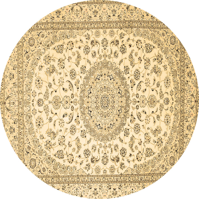 Round Medallion Brown Traditional Rug, tr120brn