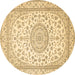 Round Medallion Brown Traditional Rug, tr120brn