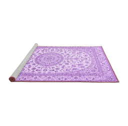 Sideview of Machine Washable Medallion Purple Traditional Area Rugs, wshtr120pur