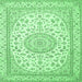 Square Medallion Emerald Green Traditional Rug, tr120emgrn