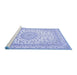 Sideview of Machine Washable Medallion Blue Traditional Rug, wshtr120blu