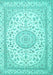 Machine Washable Medallion Turquoise Traditional Area Rugs, wshtr120turq