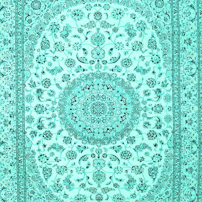Machine Washable Medallion Turquoise Traditional Area Rugs, wshtr120turq