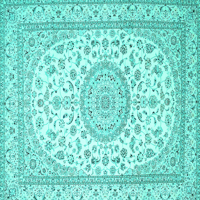 Square Medallion Turquoise Traditional Rug, tr120turq