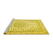 Sideview of Machine Washable Medallion Yellow Traditional Rug, wshtr120yw