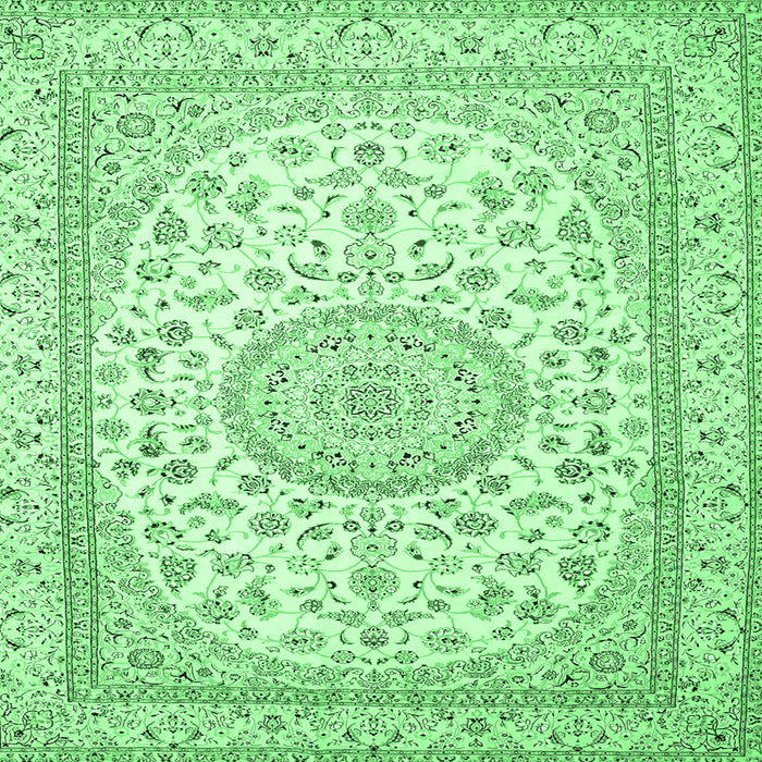 Square Machine Washable Medallion Emerald Green Traditional Area Rugs, wshtr120emgrn