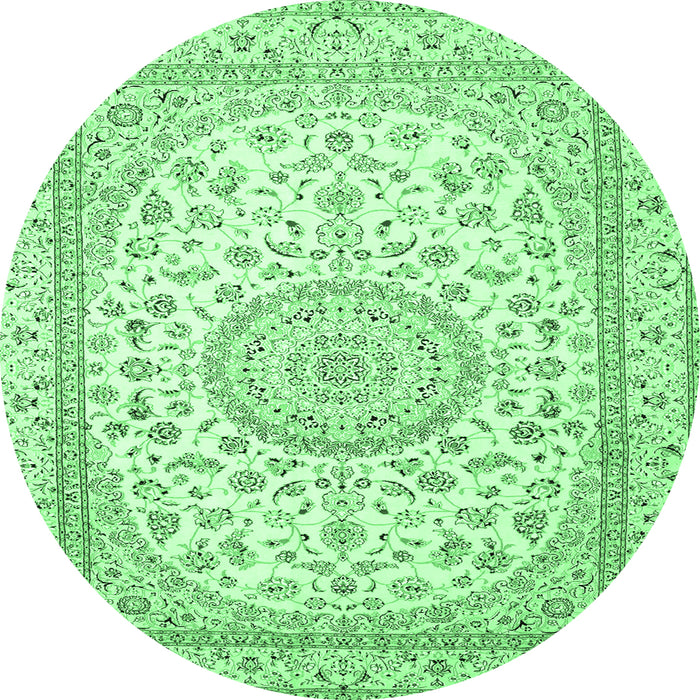 Round Medallion Emerald Green Traditional Rug, tr120emgrn