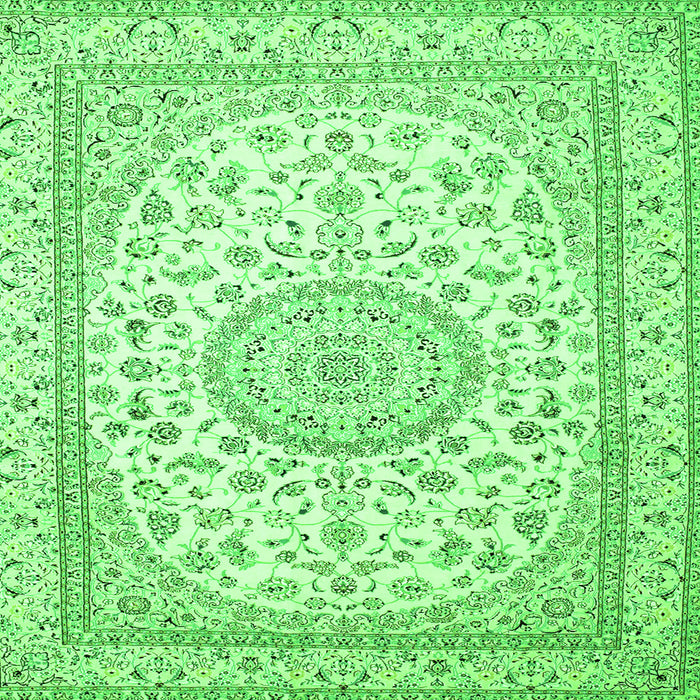 Round Machine Washable Medallion Green Traditional Area Rugs, wshtr120grn
