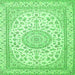 Round Machine Washable Medallion Green Traditional Area Rugs, wshtr120grn