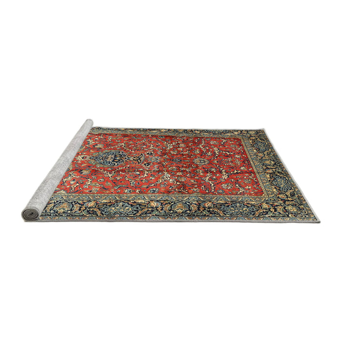 Sideview of Machine Washable Traditional Saffron Red Rug, wshtr1210