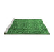 Sideview of Machine Washable Persian Emerald Green Traditional Area Rugs, wshtr1210emgrn